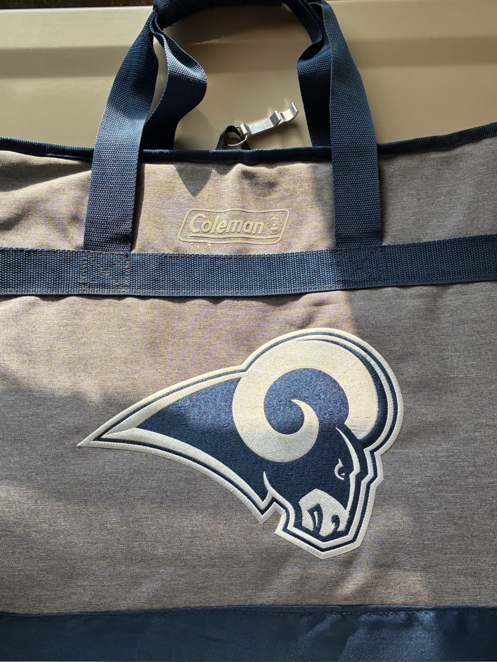 Coleman Grey and Navy Rams Logo Tote Bag